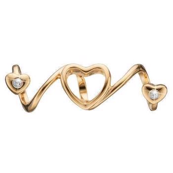 Christina Collect 925 sterling silver Soul Mate fine wide gold plated charm with a large heart and two small ones with white topaz, model 630-G80